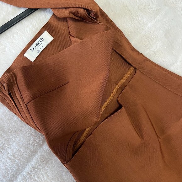 House of CB Aina Bodycon Bandage Midi Dress Brown Women's XS - Picture 3 of 4